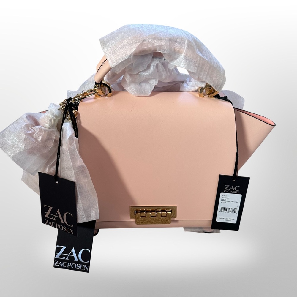 ZAC Zac Posen Eartha Iconic Convertible Backpack Soft Top Handle Leather Pink - Picture 2 of 8